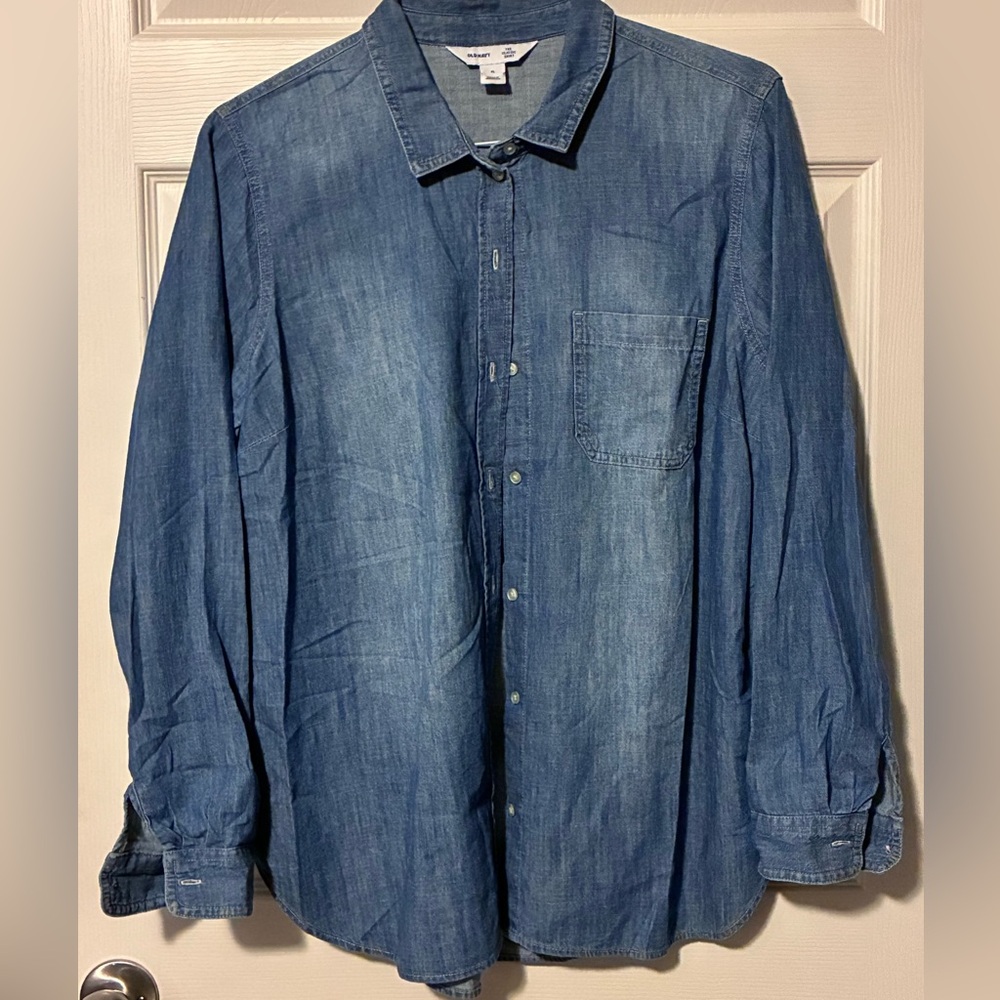 Old Navy Blue Denim Button Down Shirt